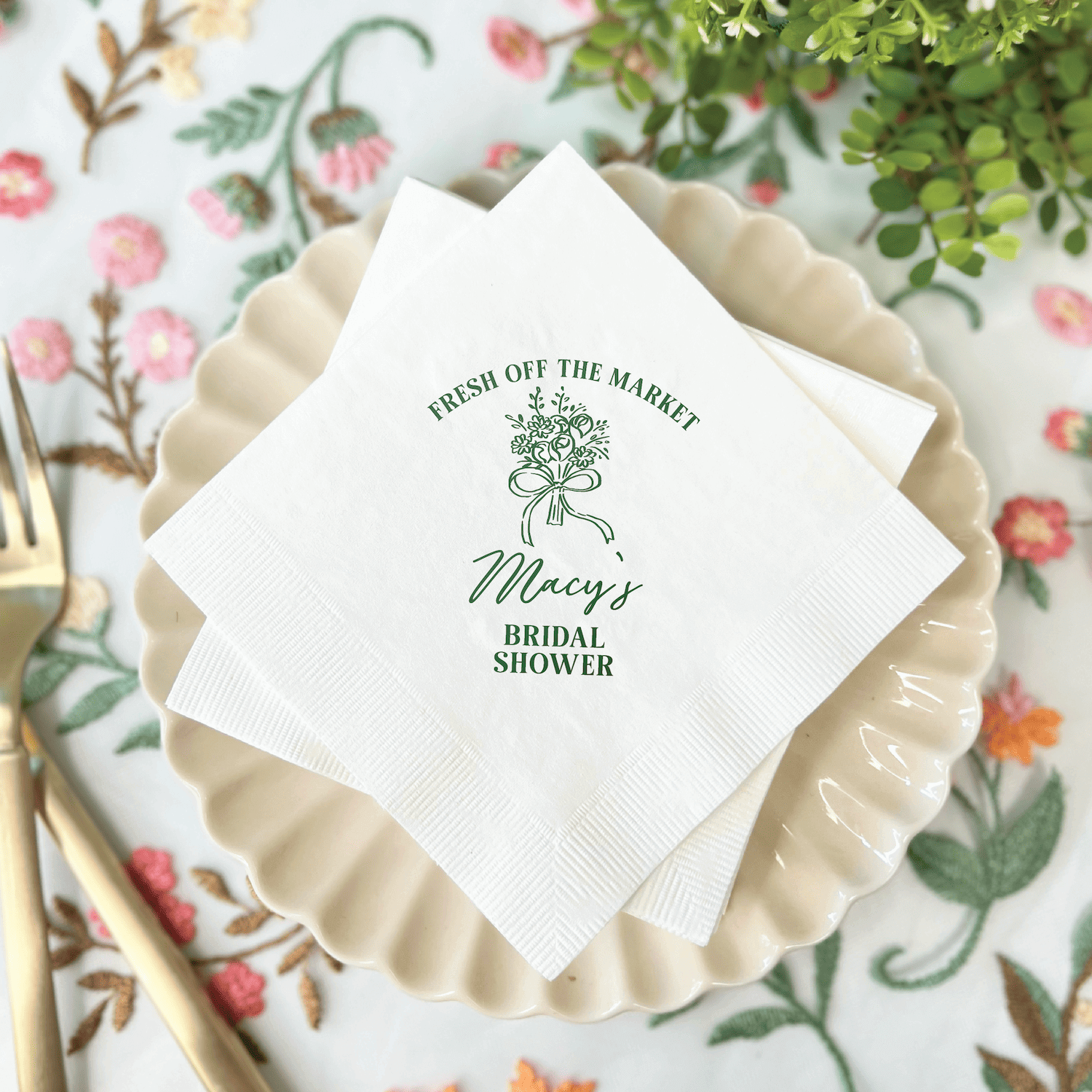 Fresh Off The Market Bridal Shower Napkins