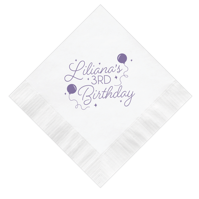 Balloons and Confetti Birthday Napkins - Napkins - Foil Stamped