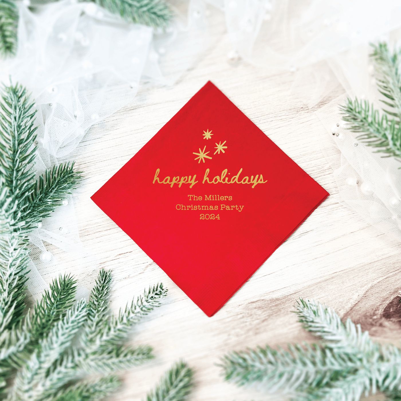 Happy Holidays Personalized Christmas Party Napkins