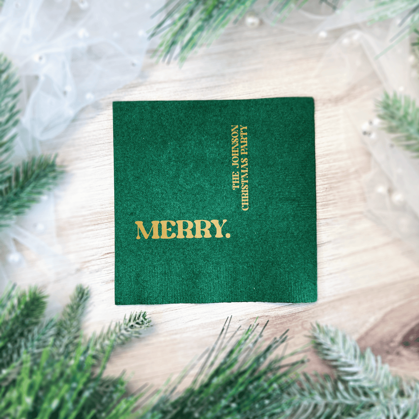 Merry Simplistic Personalized Christmas Party Napkins