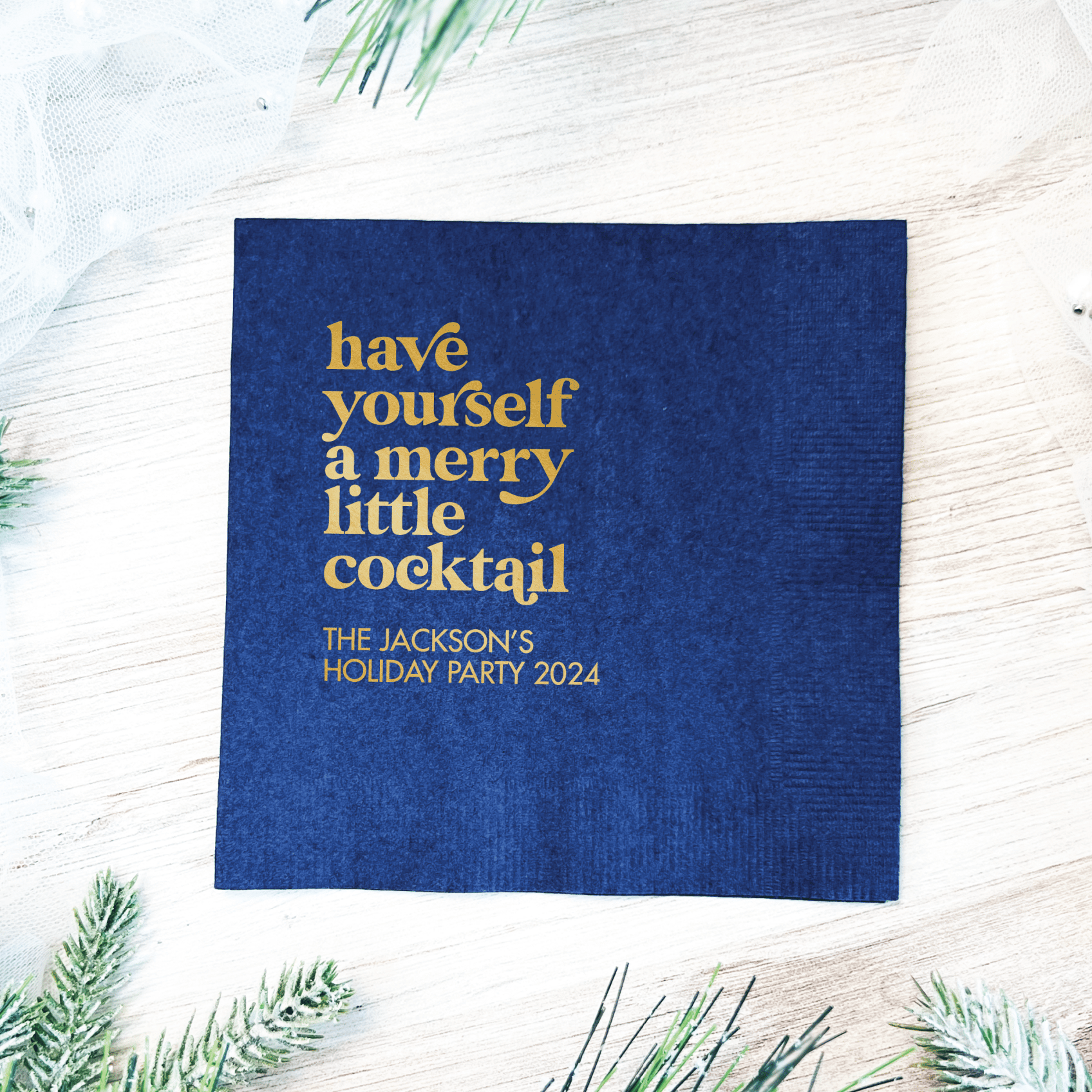 Have Yourself A Merry Little Cocktail Personalized Christmas Napkins - Napkins - Foil Stamped