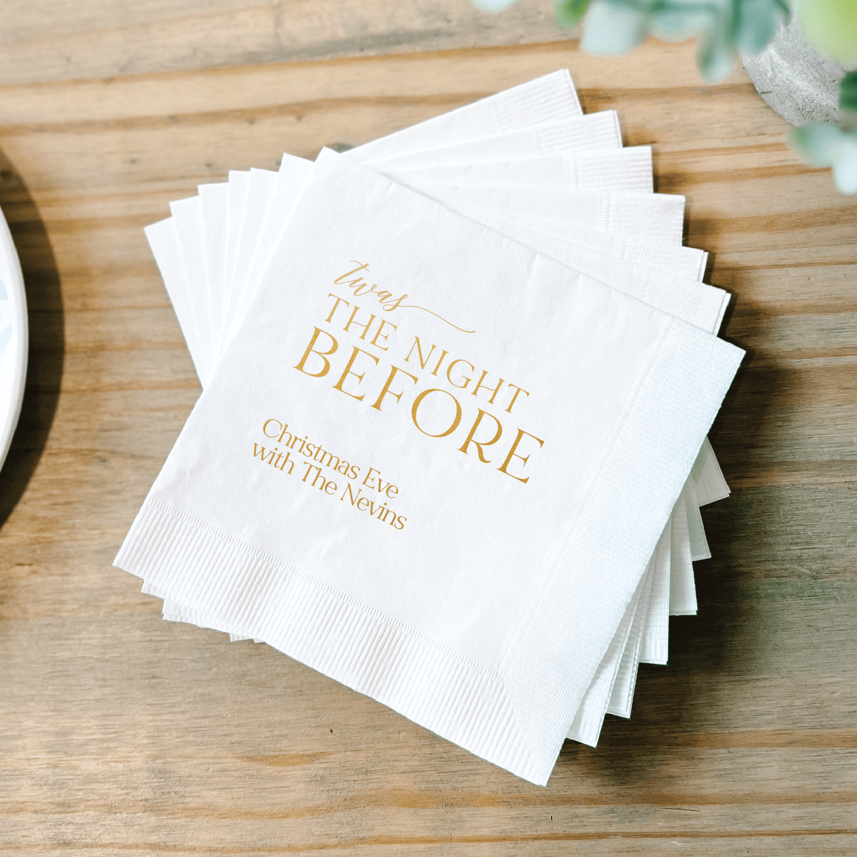 Twas The Night Before Personalized Christmas Eve Napkins - Napkins - Foil Stamped