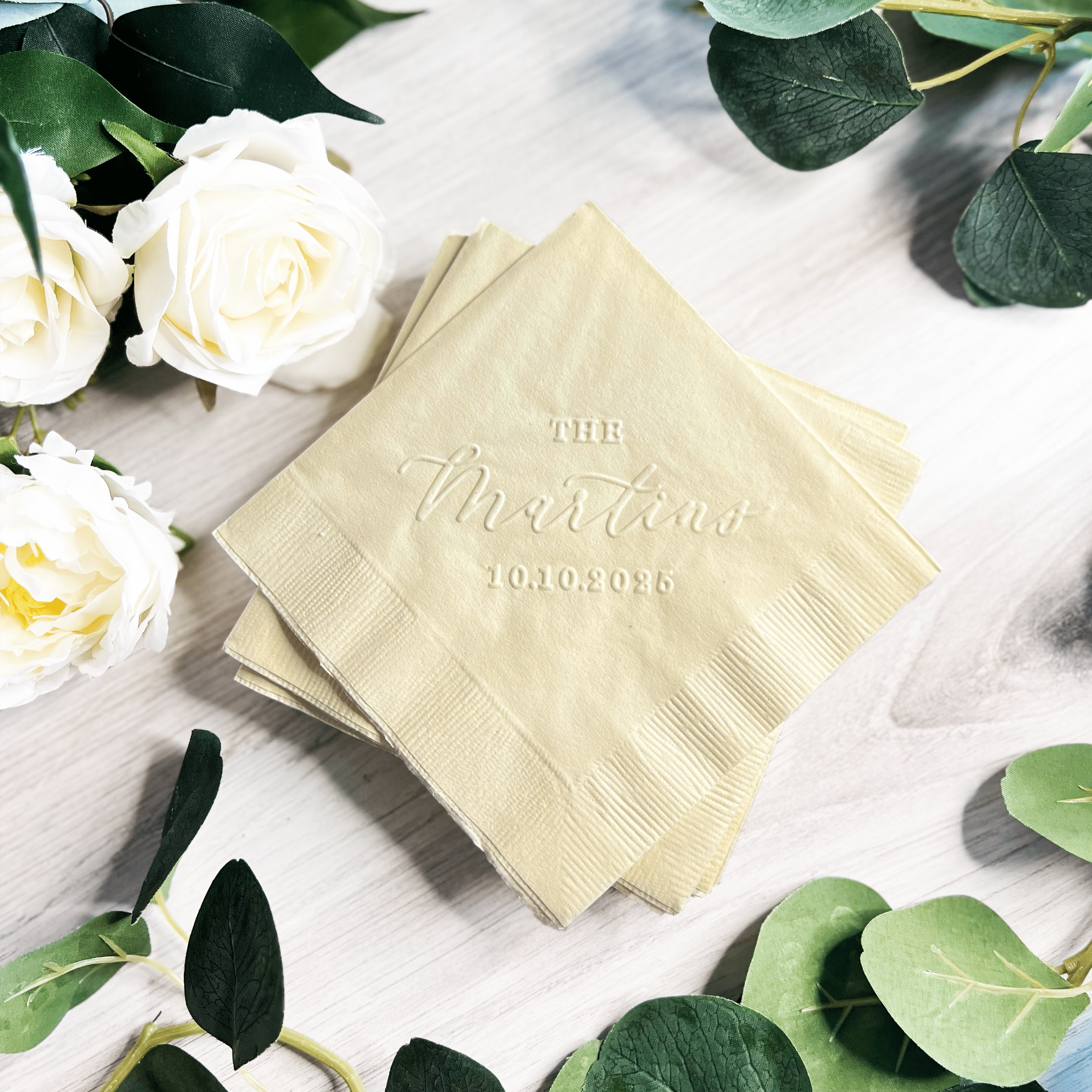 Embossed Custom Wedding Napkins - Napkins - Embossed