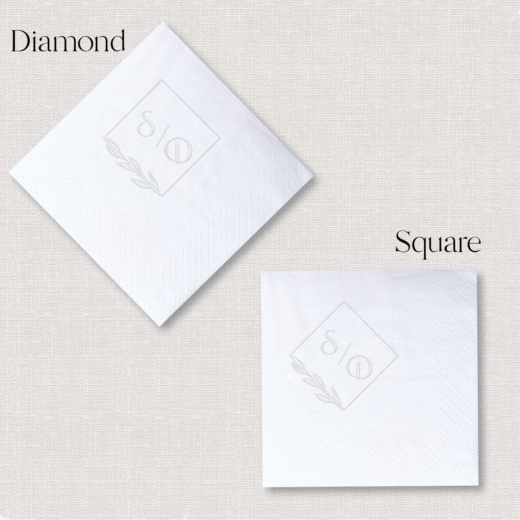 Personalized Embossed Cocktail Napkins — Botanical Frame Monogram