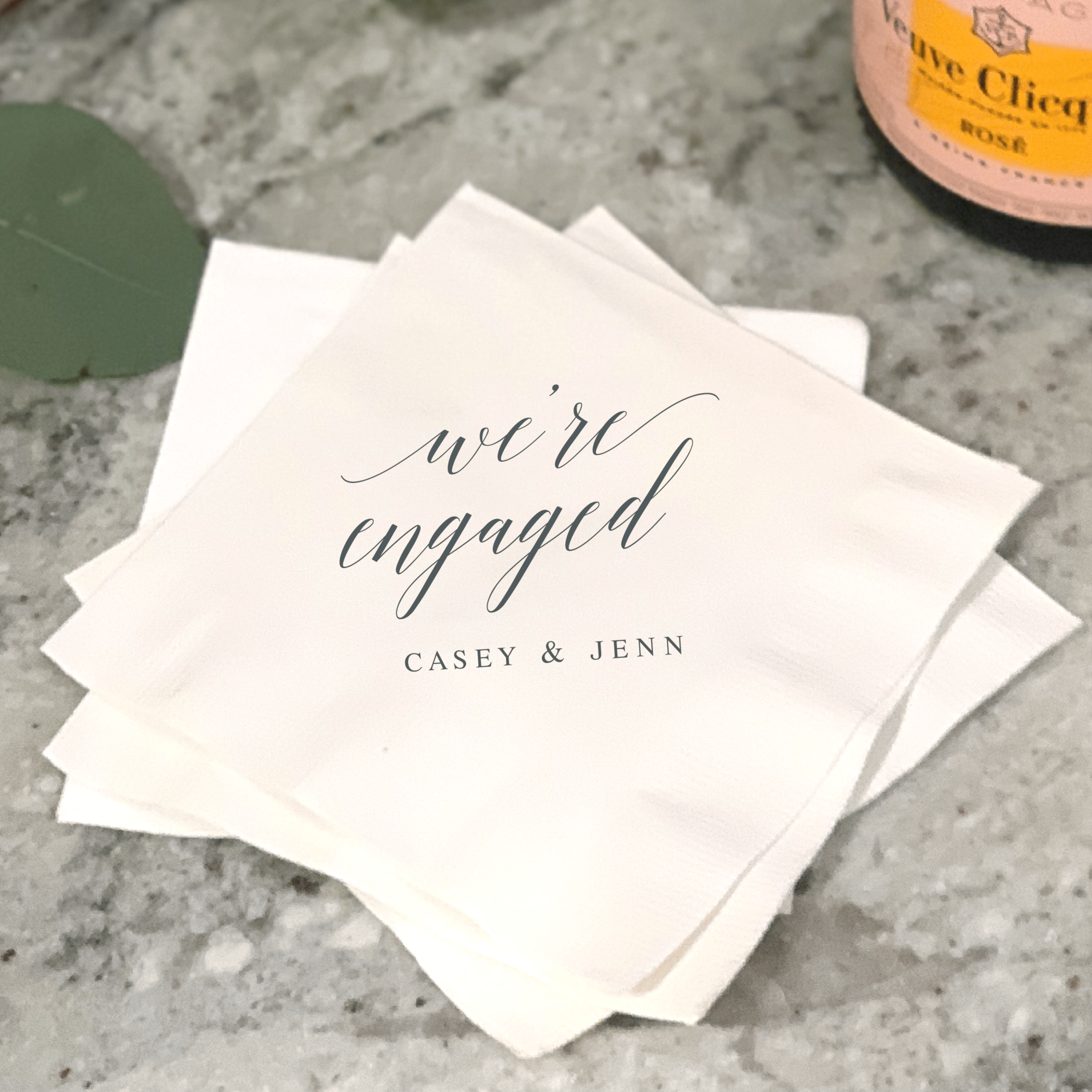 We're Engaged Cocktail Napkins - Napkins - Foil Stamped
