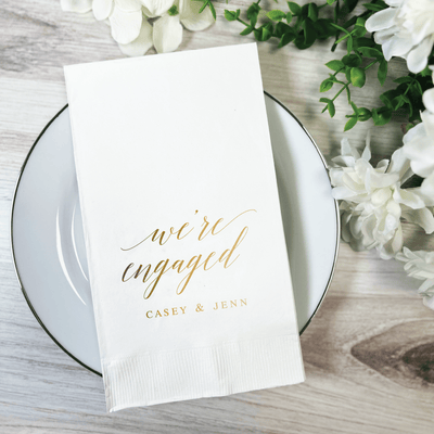 We're Engaged Cocktail Napkins