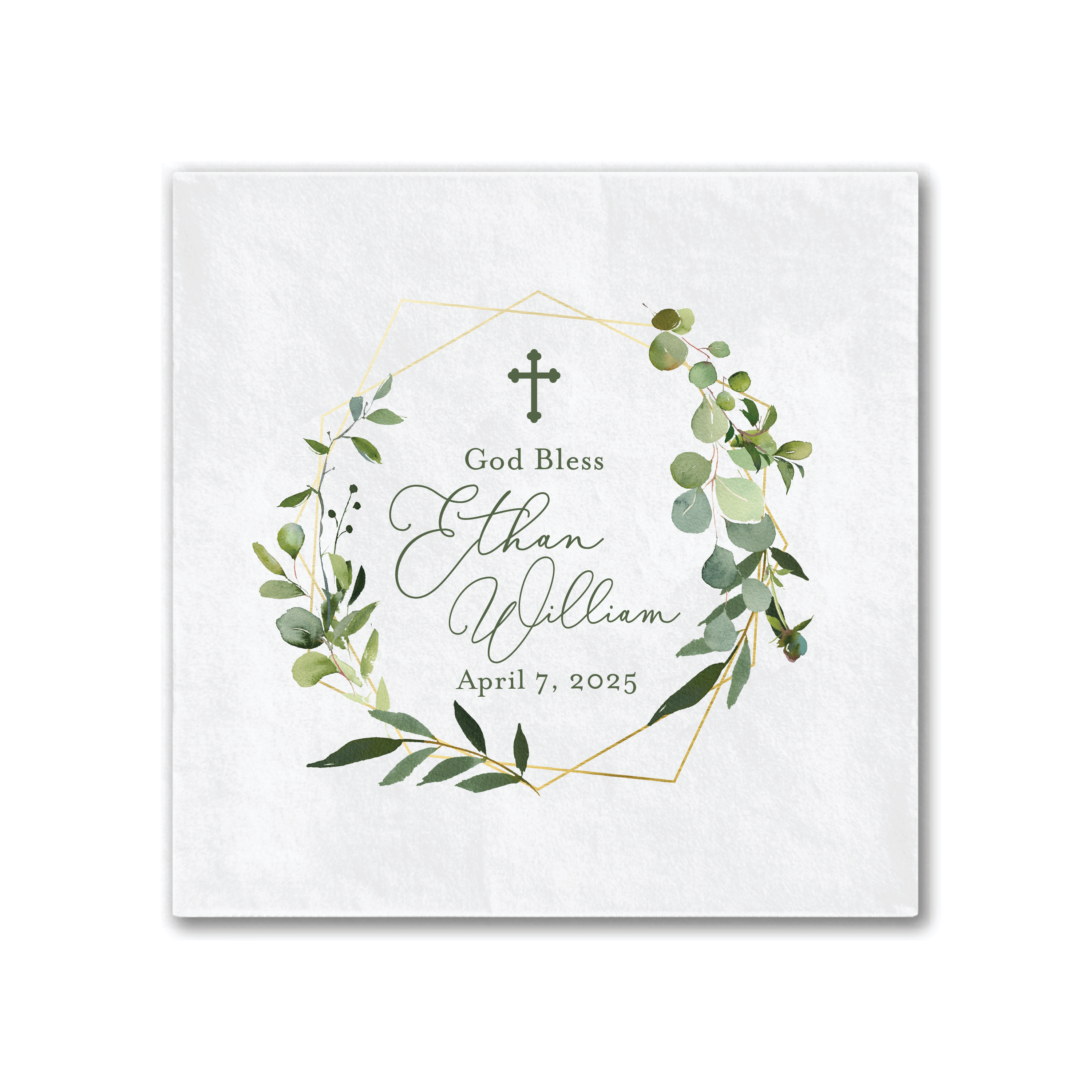 Greenery Geo Religious Full Color Napkins - Napkins - Full Color