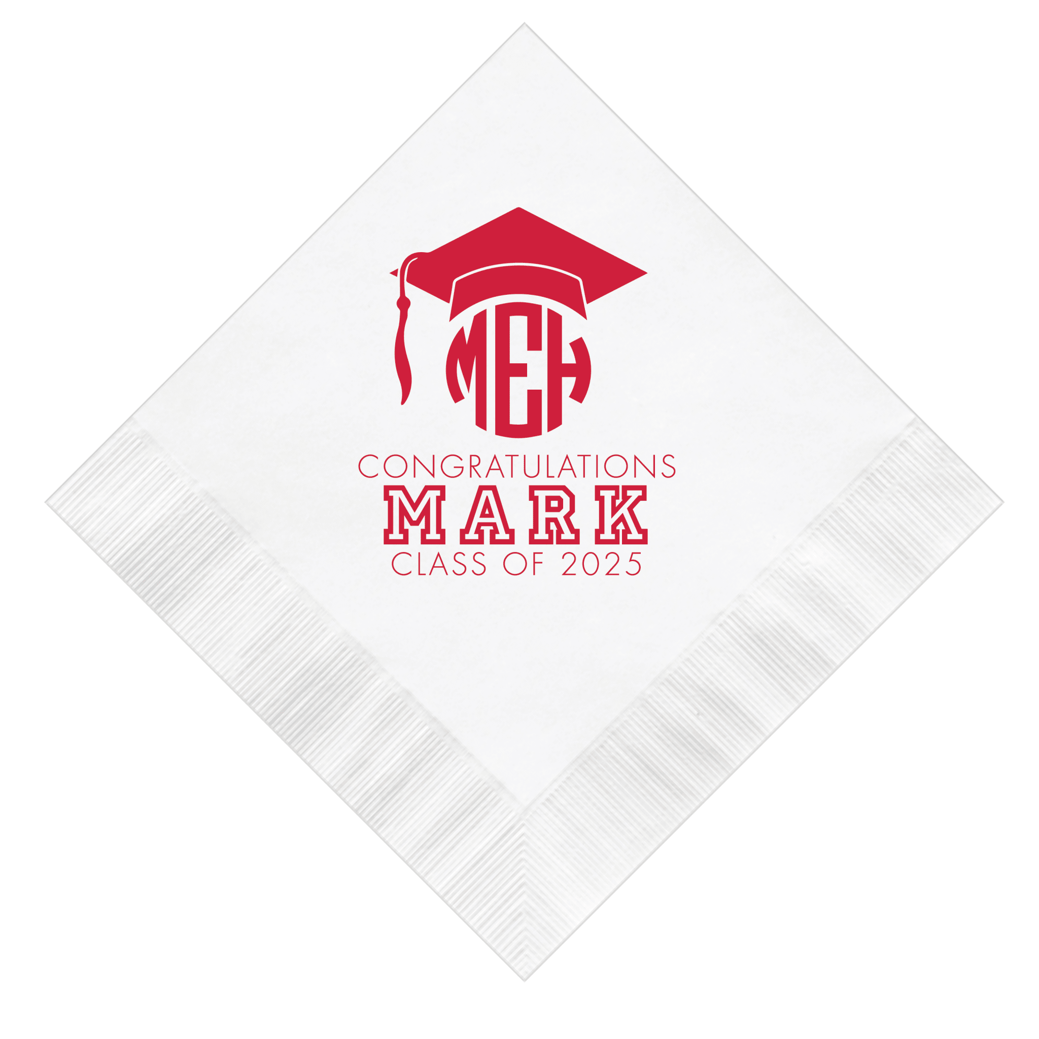 Monogram and First Name Graduation Napkins - Napkins - Foil Stamped