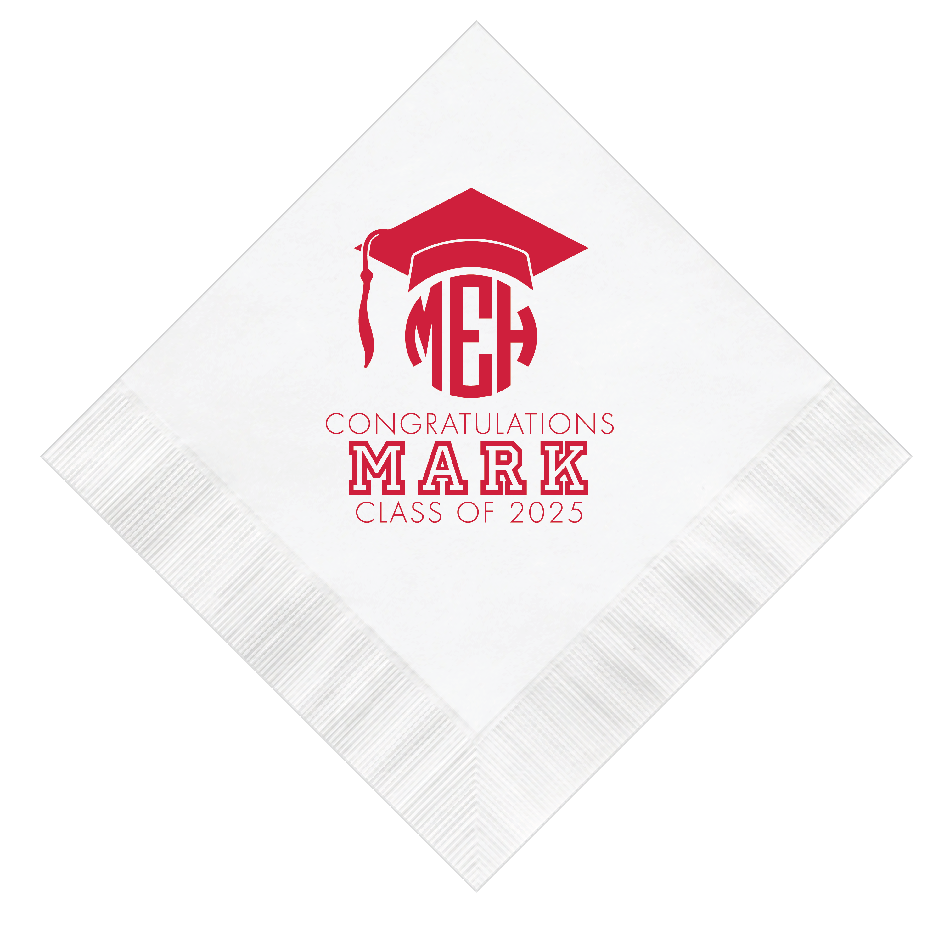 Monogram and First Name Graduation Napkins - Napkins - Foil Stamped