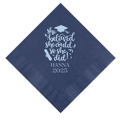 She Believed She Could So She Did Graduation Napkins - Napkins - Foil Stamped