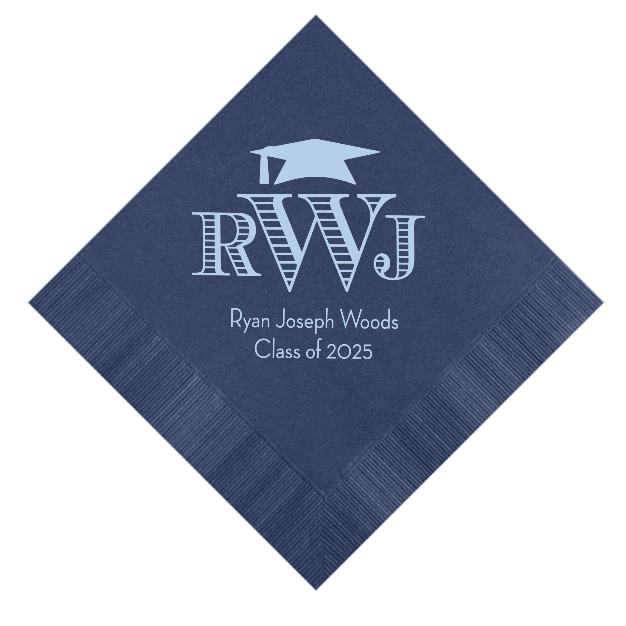 Graduation Cap and Monogram Napkins - Napkins - Foil Stamped