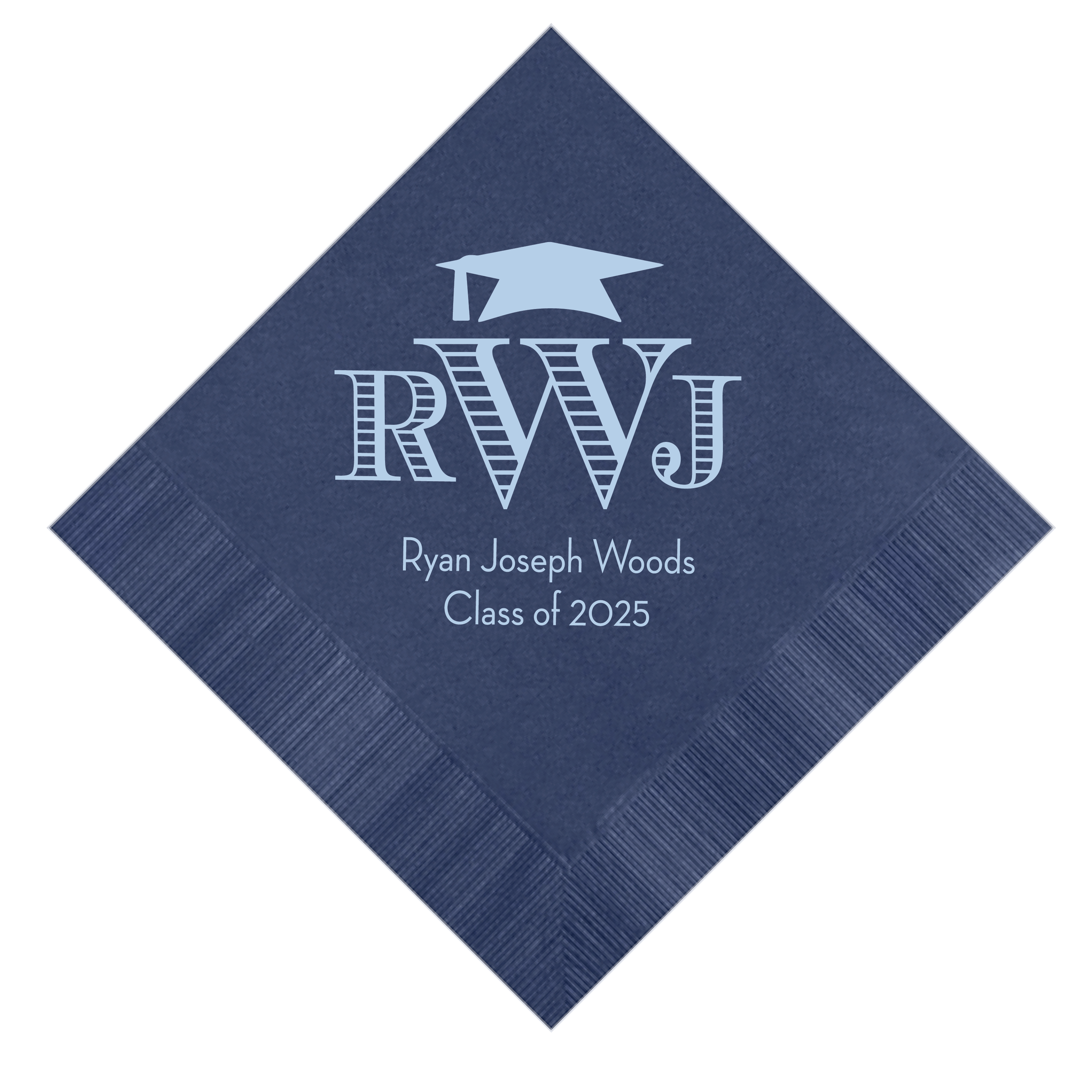 Graduation Cap and Monogram Napkins - Napkins - Foil Stamped