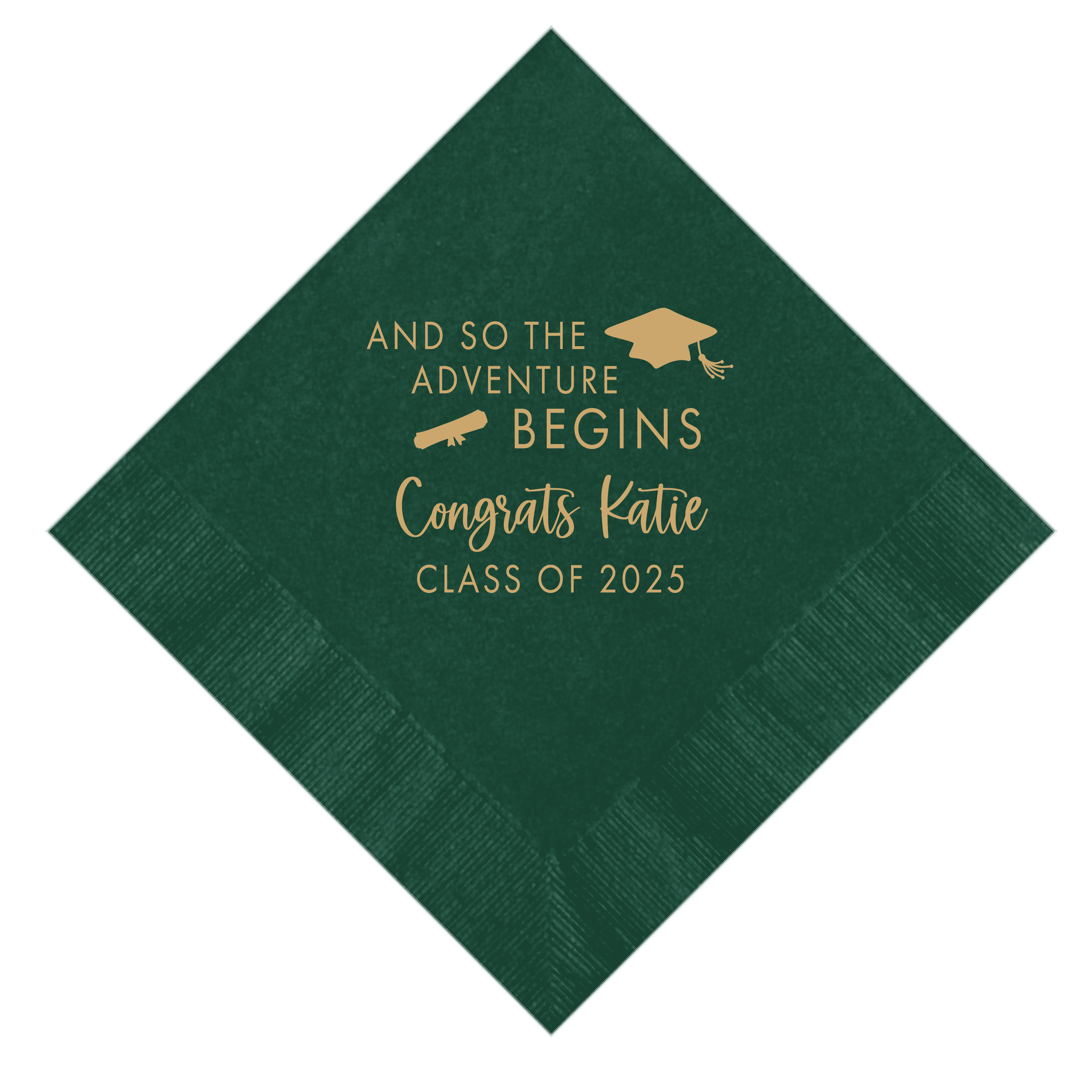 The Adventure Begins Graduation Party Napkins - Napkins - Foil Stamped