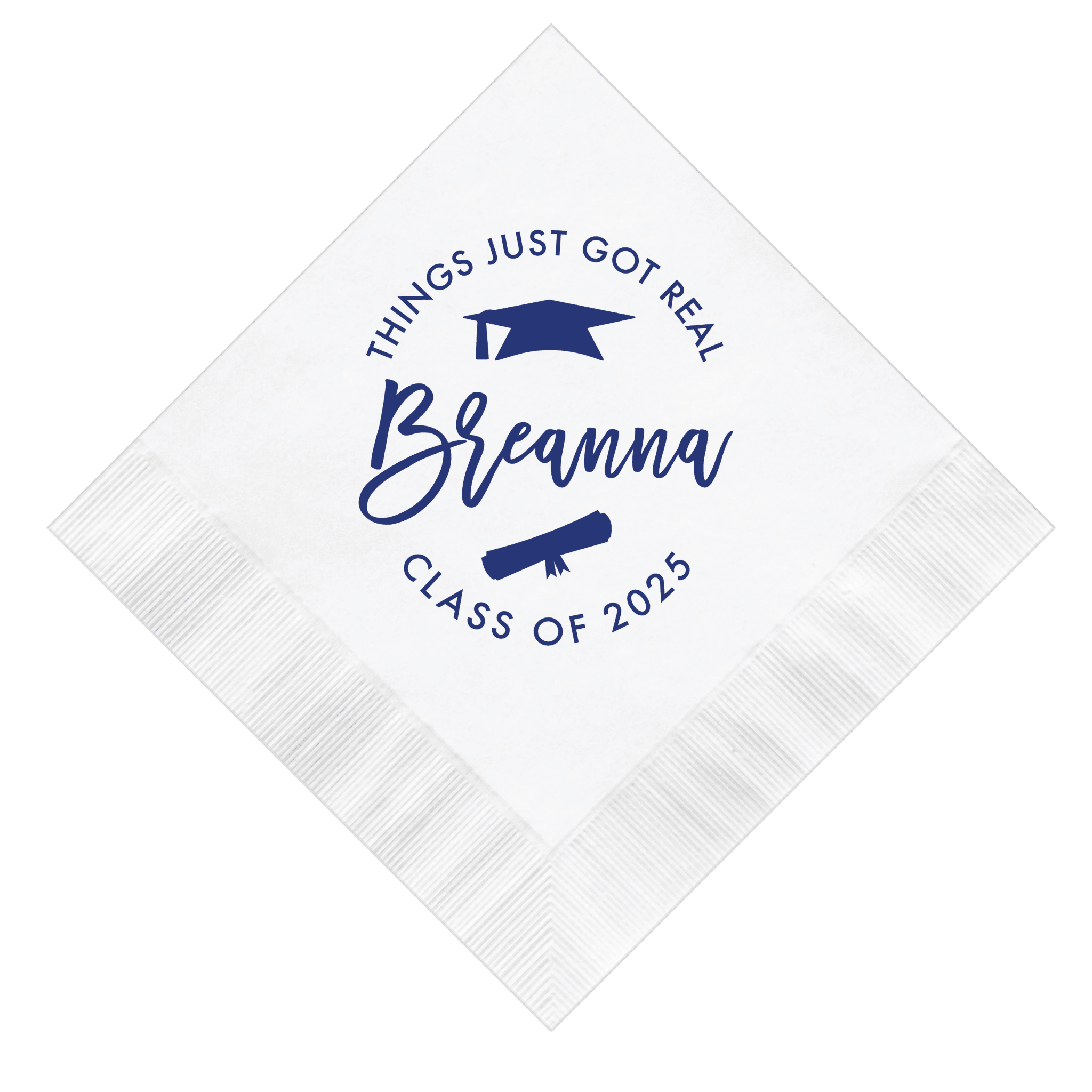 Things Just Got Real Personalized Graduation Napkins - Napkins - Foil Stamped