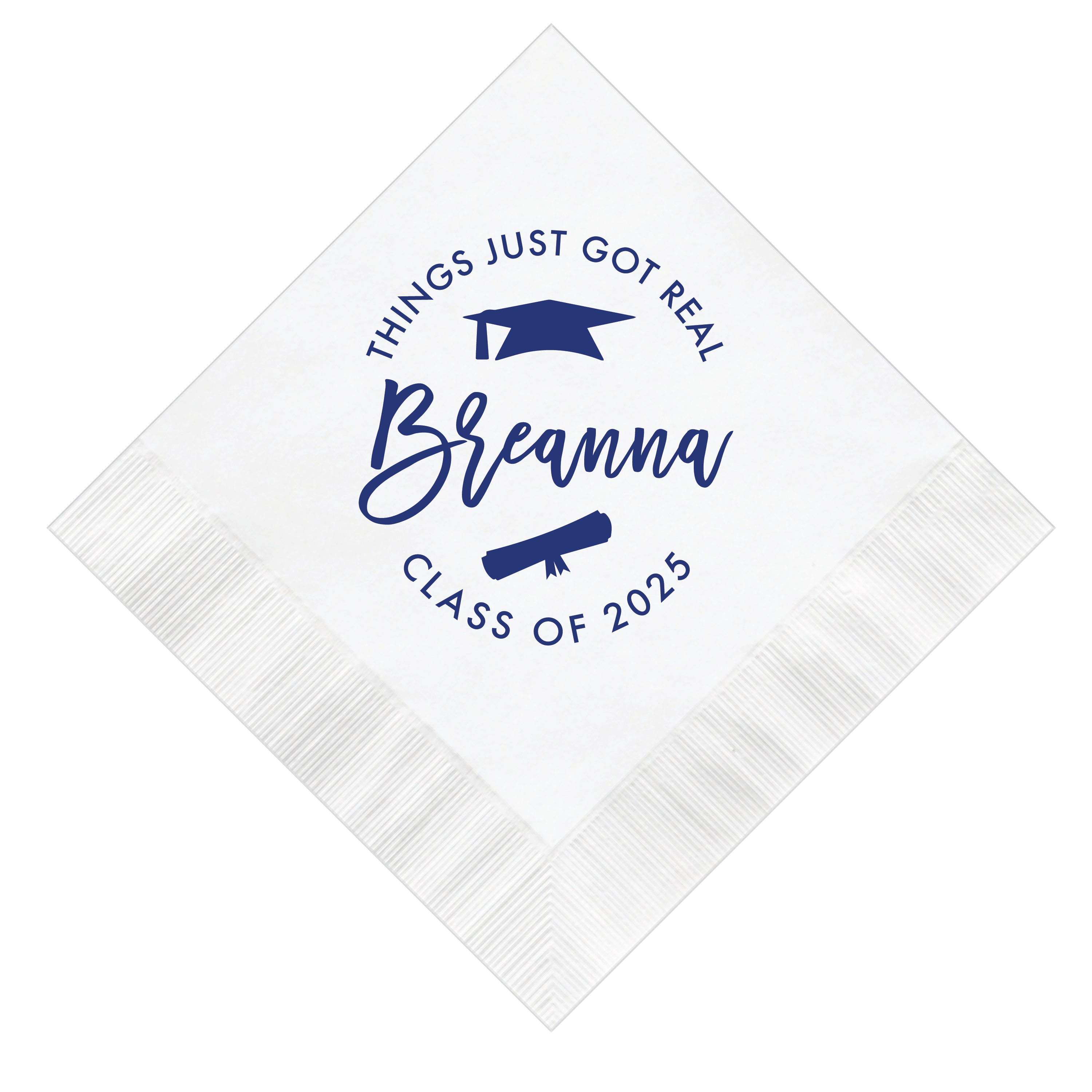 Things Just Got Real Personalized Graduation Napkins - Napkins - Foil Stamped