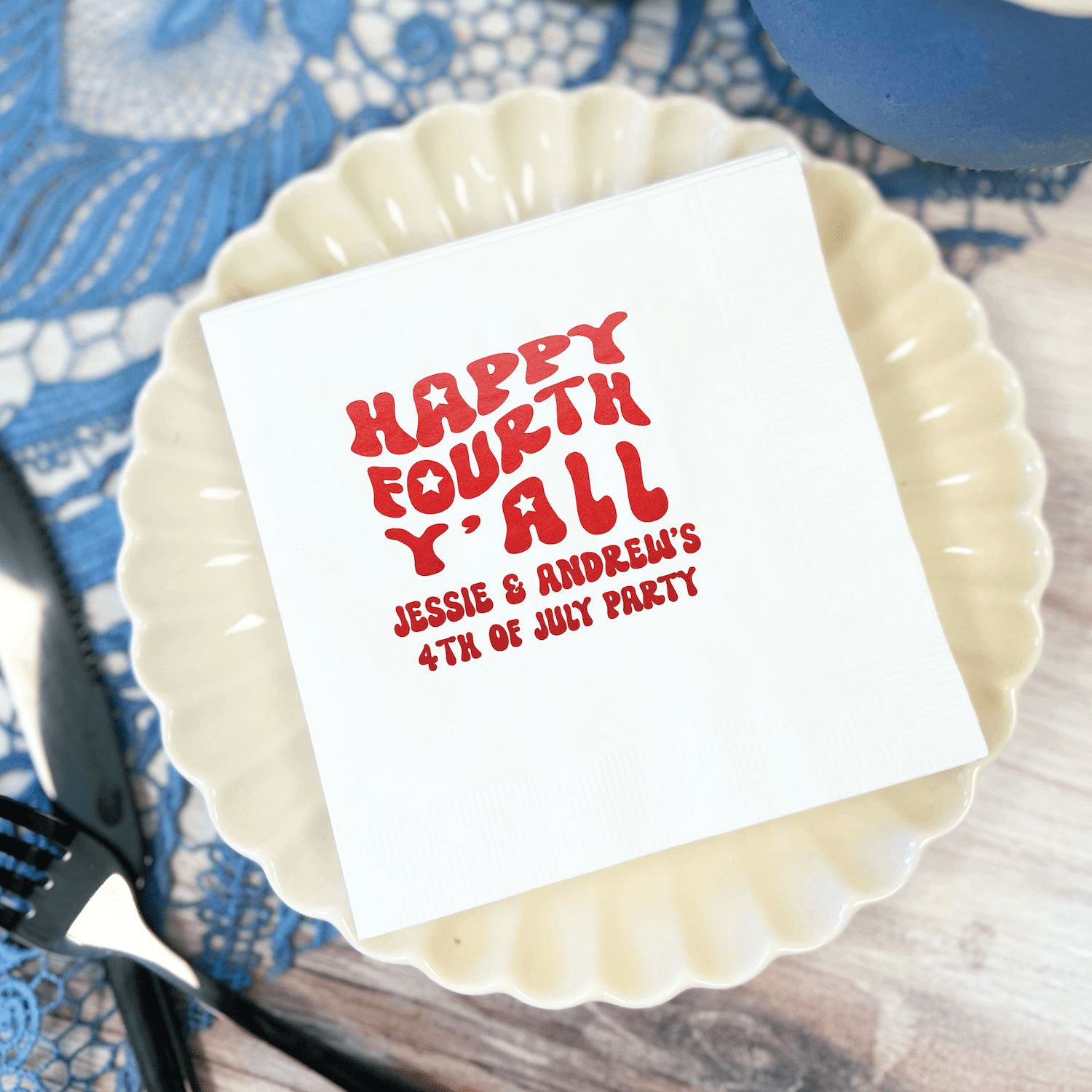 Happy Fourth Y'all Personalized Napkins