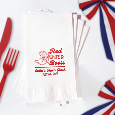 Red, White & Boots Personalized 4th of July Party Napkins
