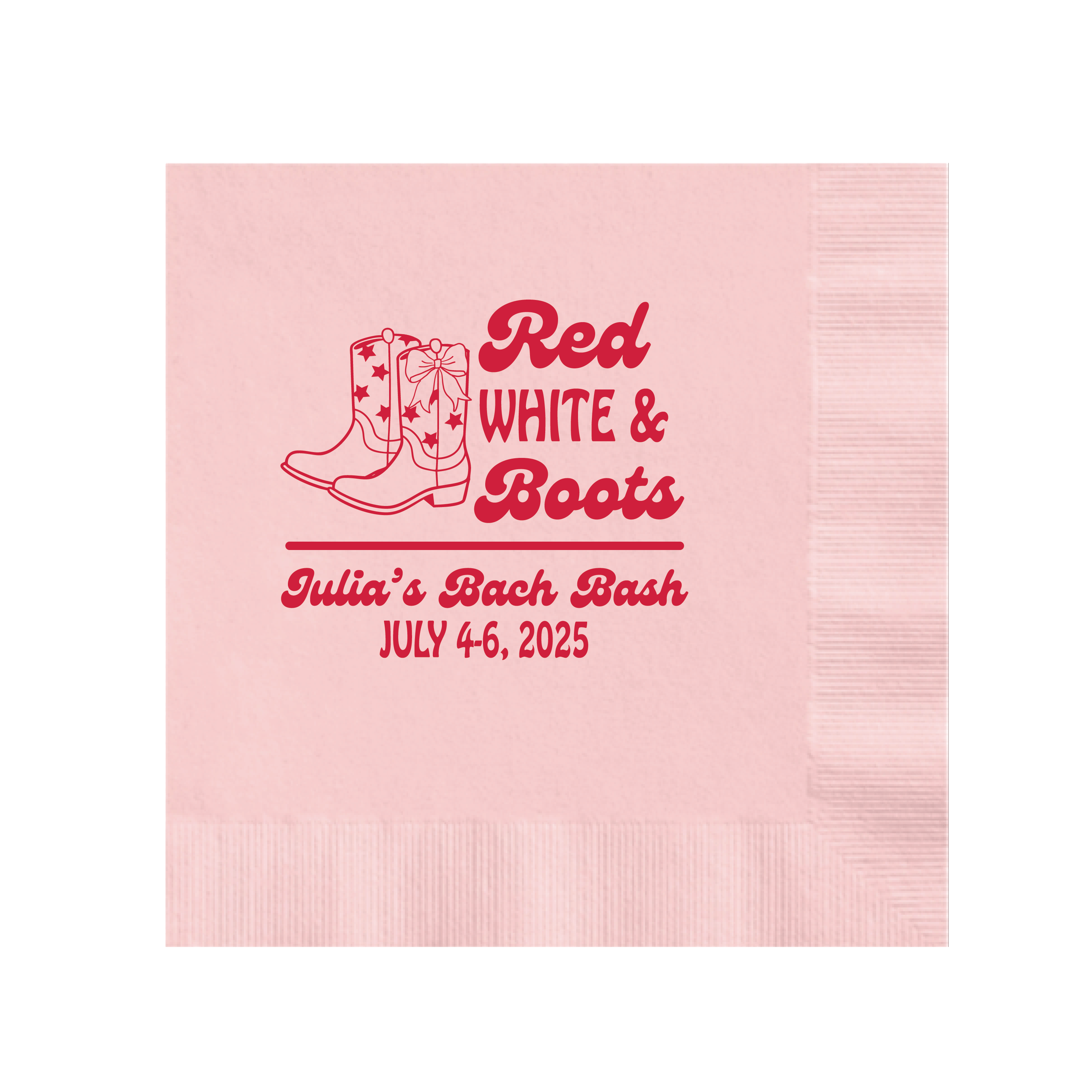 Red, White & Boots Personalized 4th of July Party Napkins