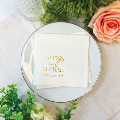 Custom First Name Wedding Premium Linun Uncoined Napkins