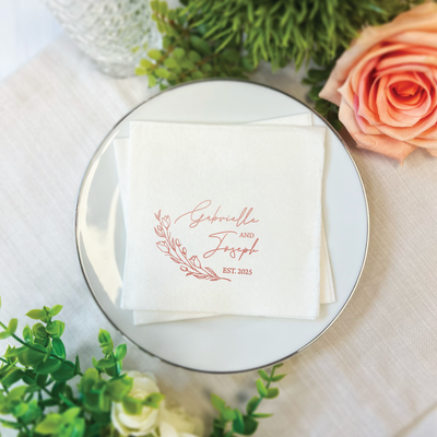 First Name Floral Wedding Premium Linun Uncoined Napkins