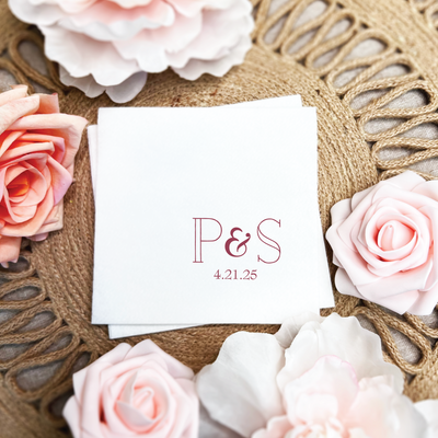 Custom Initials Wedding Premium Linun Uncoined Napkins