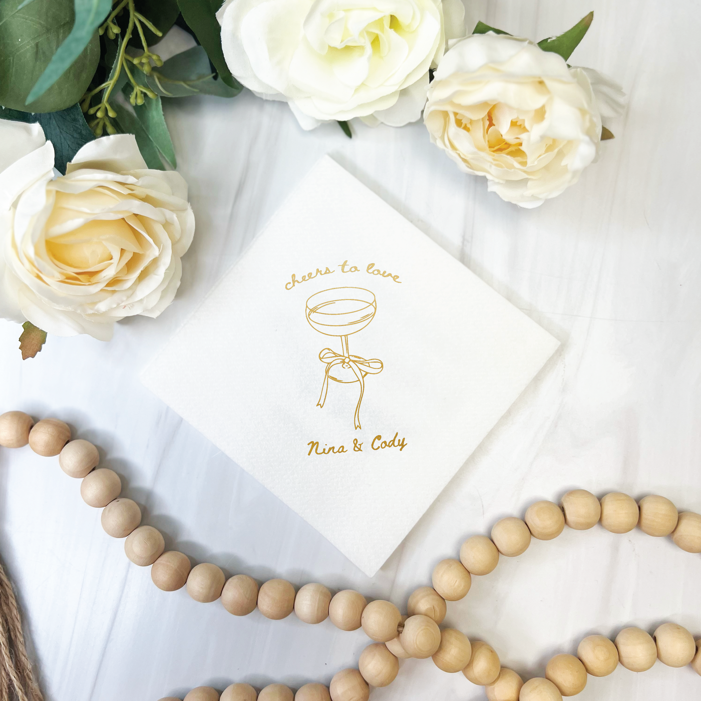 Cheers to Love Wedding Premium Linun Uncoined Napkins