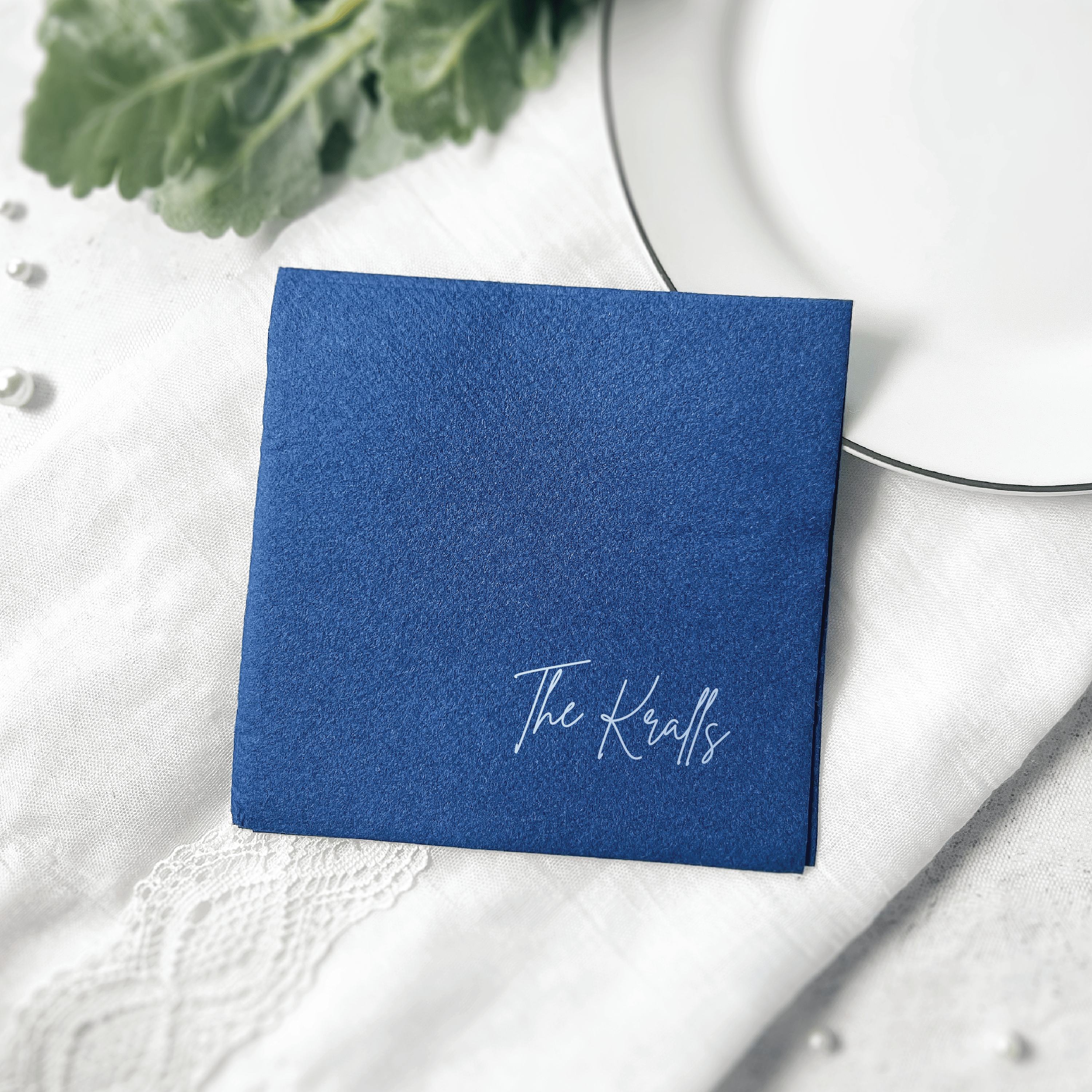 Modern Last Name Wedding Premium Uncoined Napkins - Napkins - Linun Foil Stamped