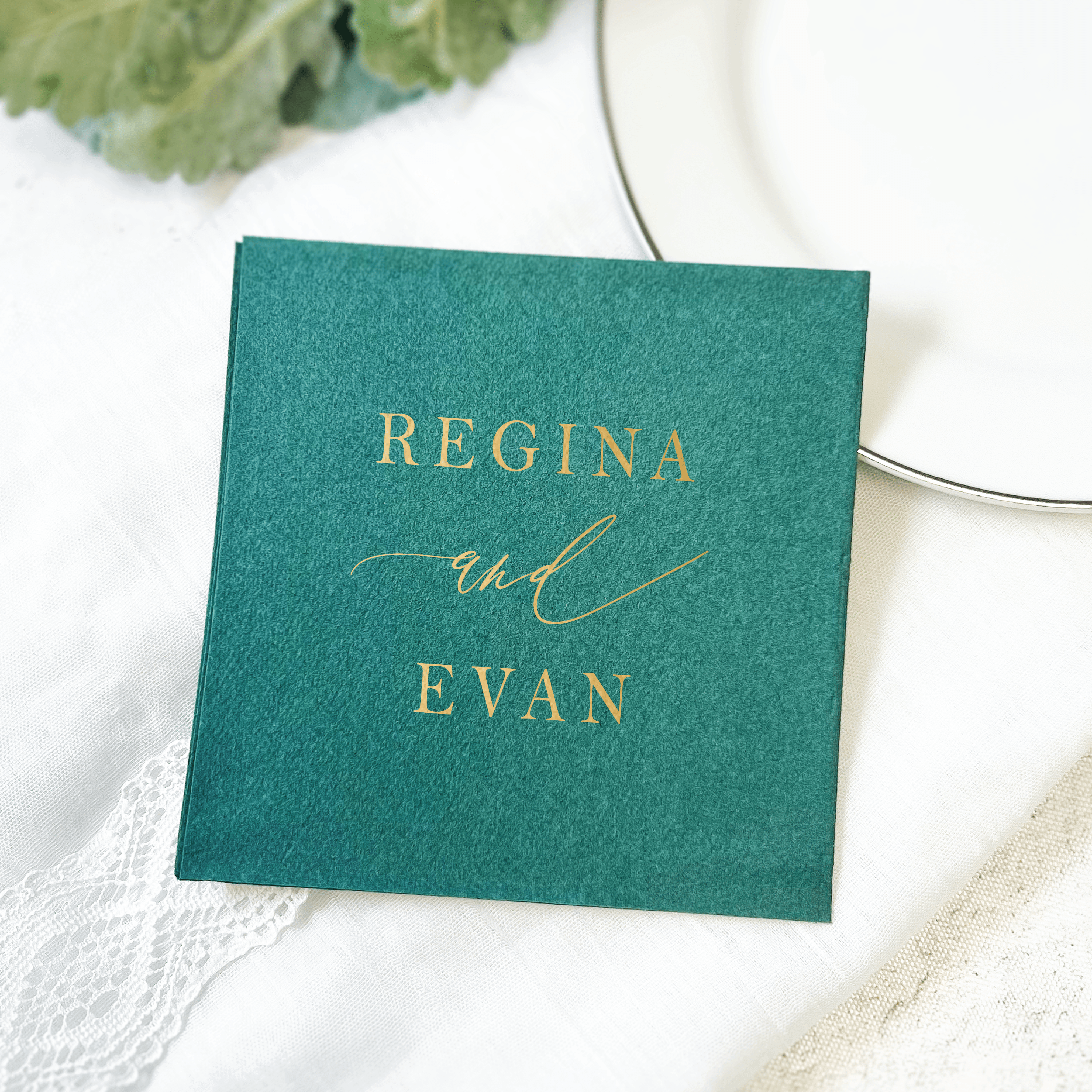 First Names Personalized Wedding Premium Uncoined Napkins - Napkins - Linun Foil Stamped