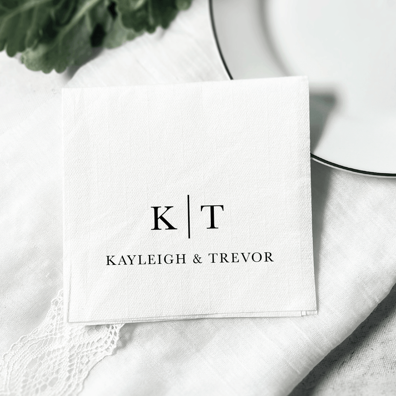 Modern Initials Wedding Premium Uncoined Napkins - Napkins - Linun Foil Stamped