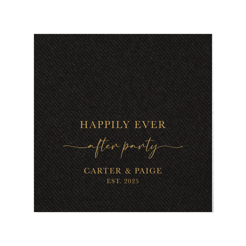 Happily Ever After Party Wedding Reception Premium Uncoined Napkins - Napkins - Linun Foil Stamped