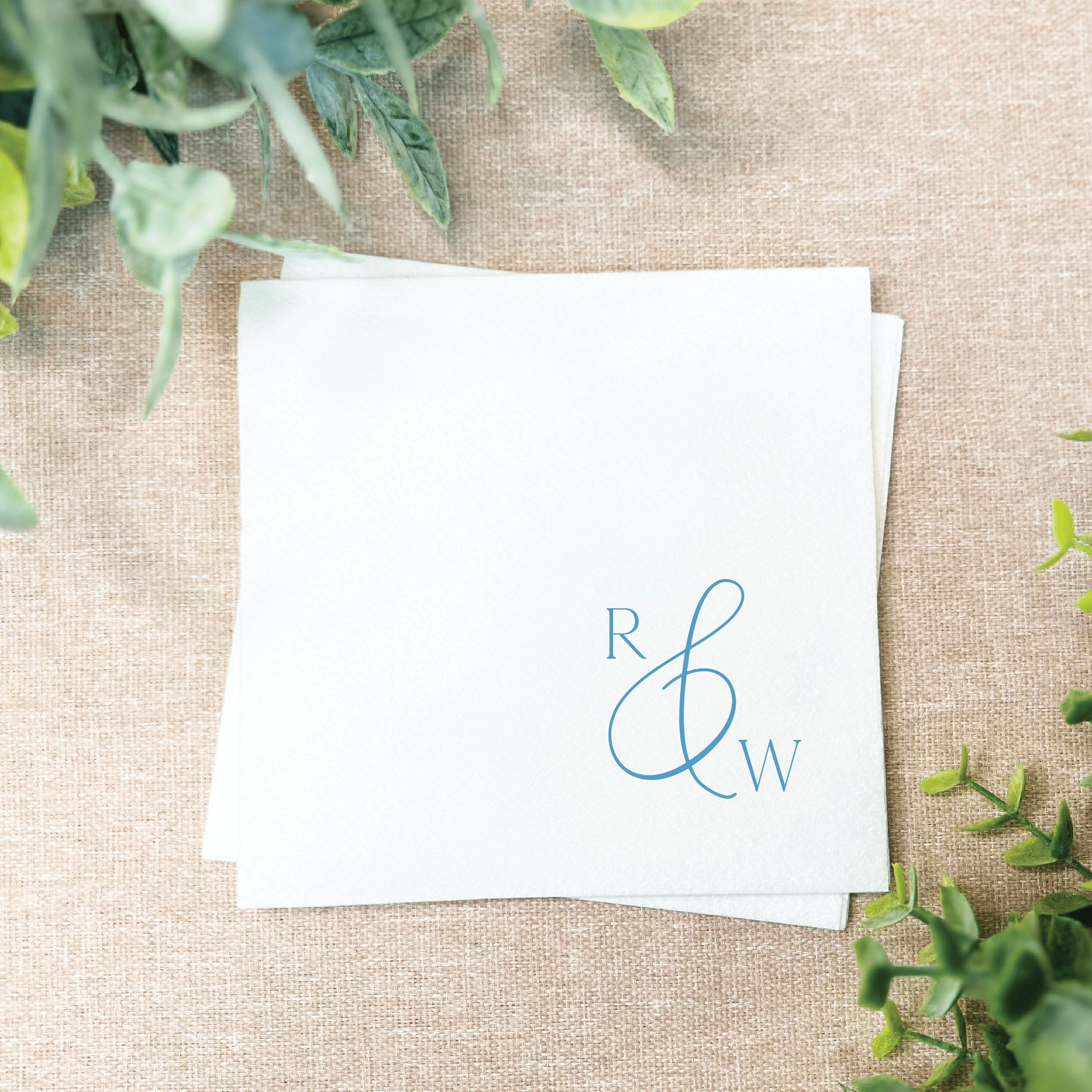 Monogrammed Wedding Premium Uncoined Napkins - Napkins - Linun Foil Stamped
