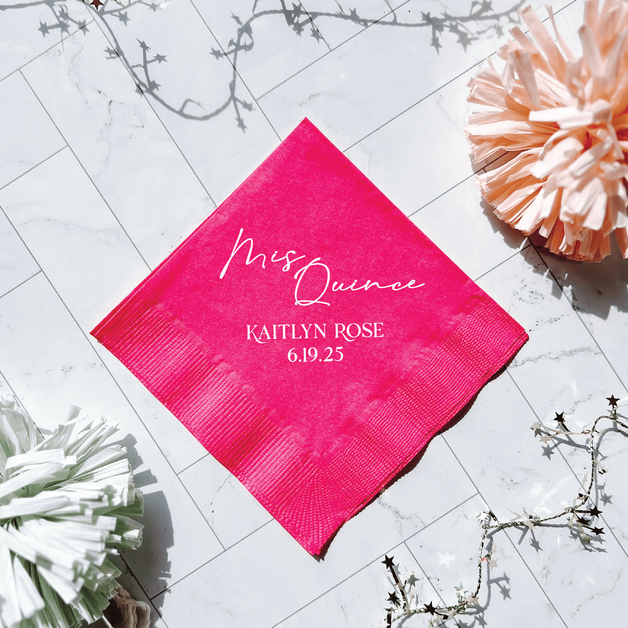 Mis Quince Magic Birthday Napkins - Napkins - Foil Stamped