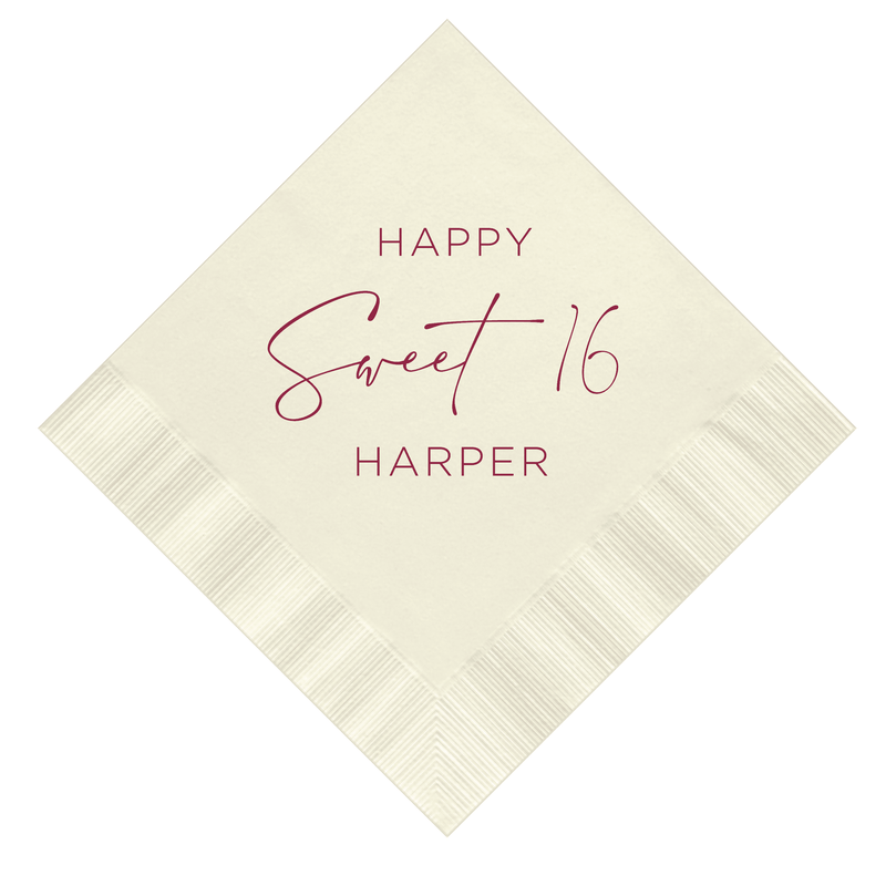 Happy Sweet 16 Birthday Napkins - Napkins - Foil Stamped
