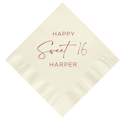 Happy Sweet 16 Birthday Napkins - Napkins - Foil Stamped