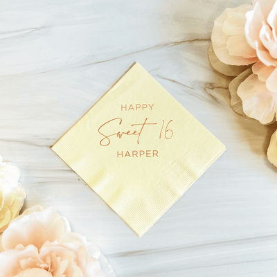 Happy Sweet 16 Birthday Napkins - Napkins - Foil Stamped