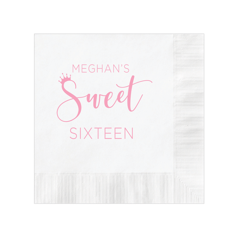 Royal Sweet Sixteen Birthday Napkins - Napkins - Foil Stamped