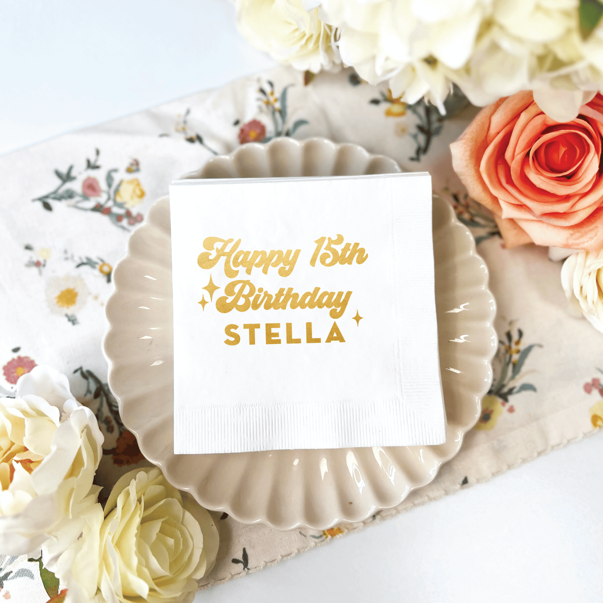 Retro Teen Birthday Bash Napkins - Napkins - Foil Stamped