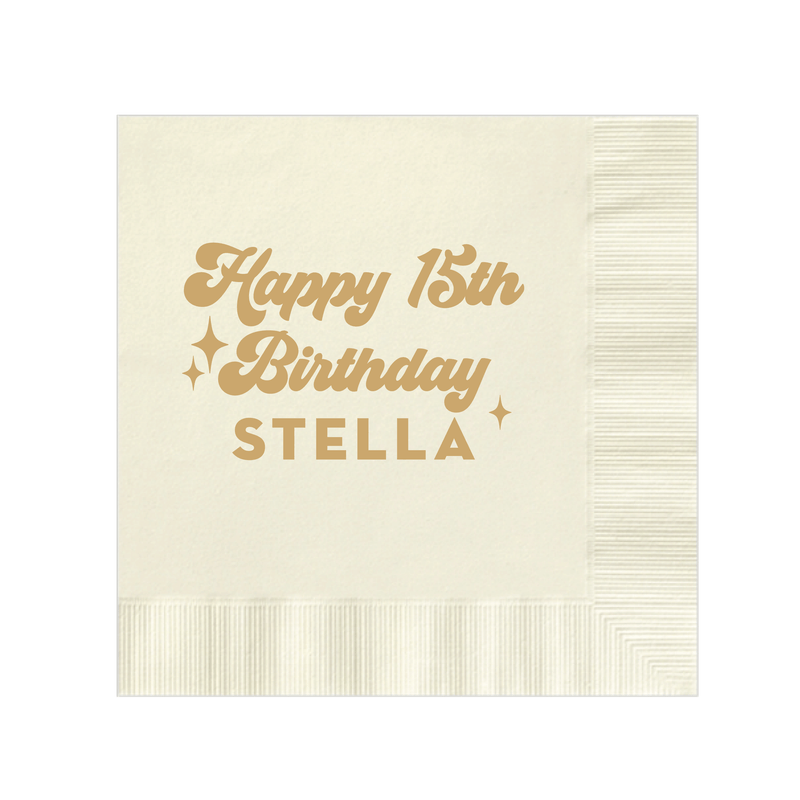 Retro Teen Birthday Bash Napkins - Napkins - Foil Stamped
