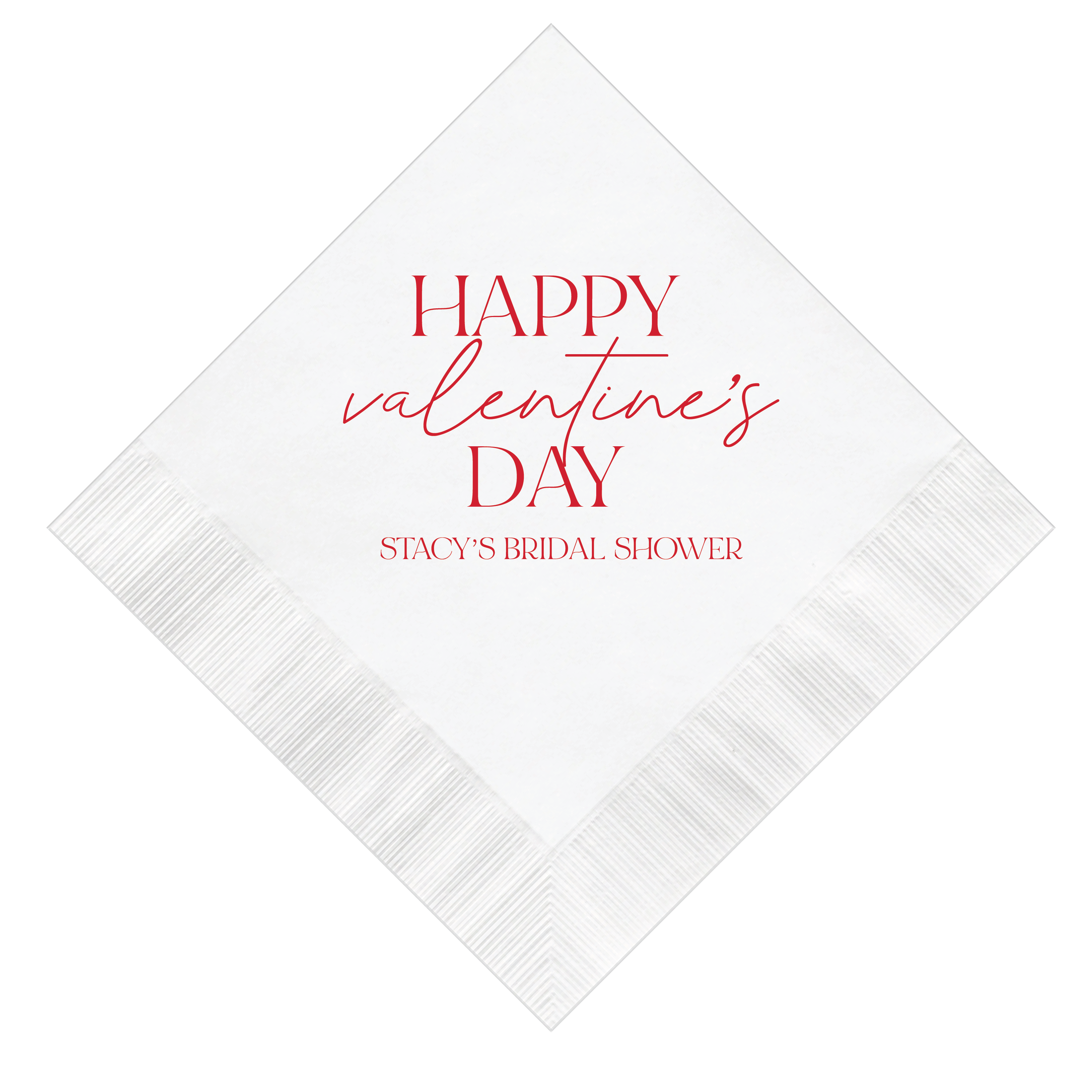 Valentine's Day Personalized Bridal Shower Napkins - Napkins - Foil Stamped