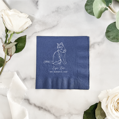 Wedding Napkins Featuring Your Cat's Illustration