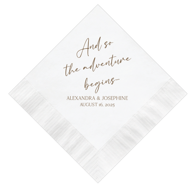 And So The Adventure Begins Wedding Napkins