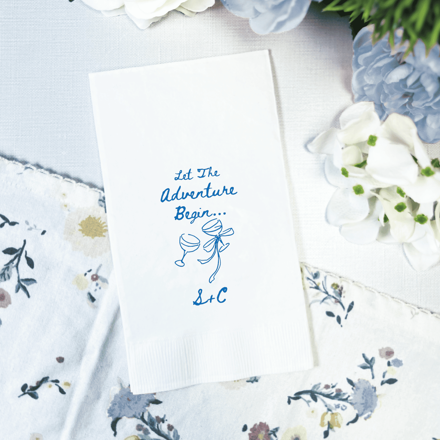 Let The Adventure Begin wedding guest napkins