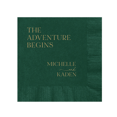 The Adventure Begins Wedding Napkins