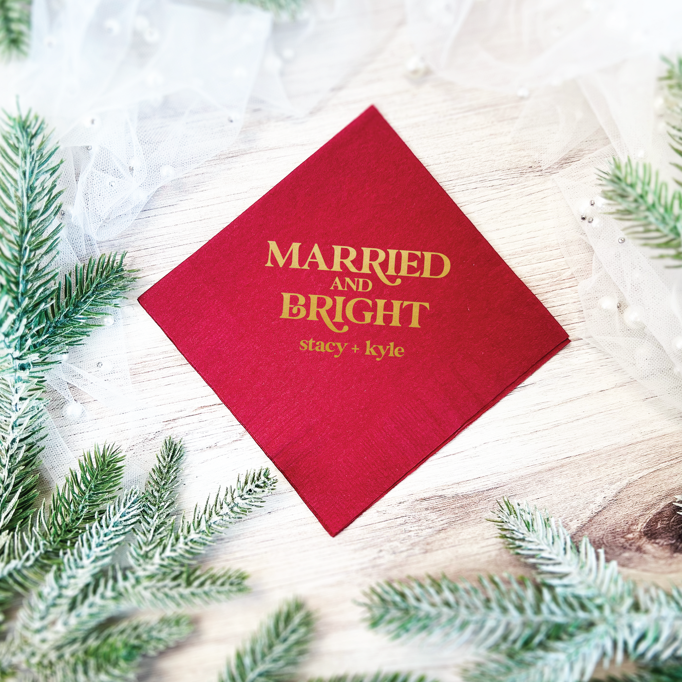 Married And Bright Personalized Wedding Napkins