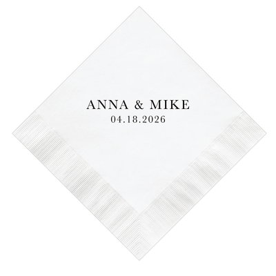 Simple First Names Wedding Cocktail Napkins - Napkins - Foil Stamped