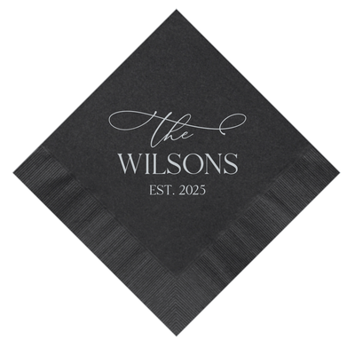 Simply Elegant Wedding Cocktail Napkins - Napkins - Foil Stamped