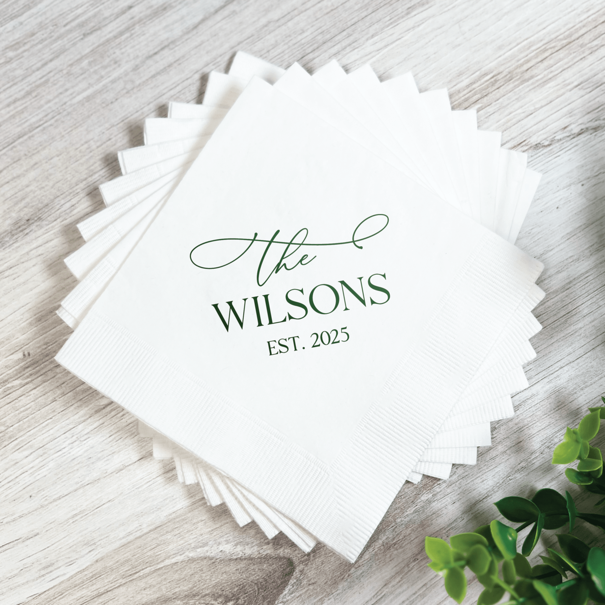 Simply Elegant Wedding Cocktail Napkins - Napkins - Foil Stamped