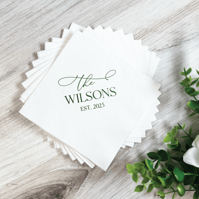 Simply Elegant Wedding Cocktail Napkins - Napkins - Foil Stamped