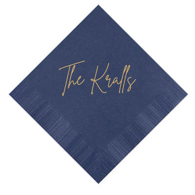Modern Last Name Wedding Cocktail Napkins - Napkins - Foil Stamped