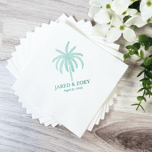 Palm Tree Wedding Cocktail Napkins